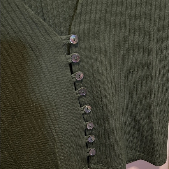 Reformation Gellar Green Ribbed Button-Up Top Size Medium - Picture 5 of 7